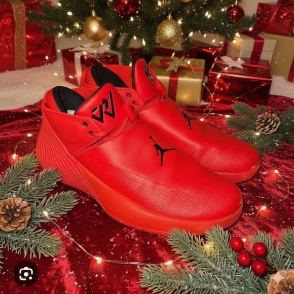 Jordan Men's Bright Red Athletic Shoes - Picture 2 of 3